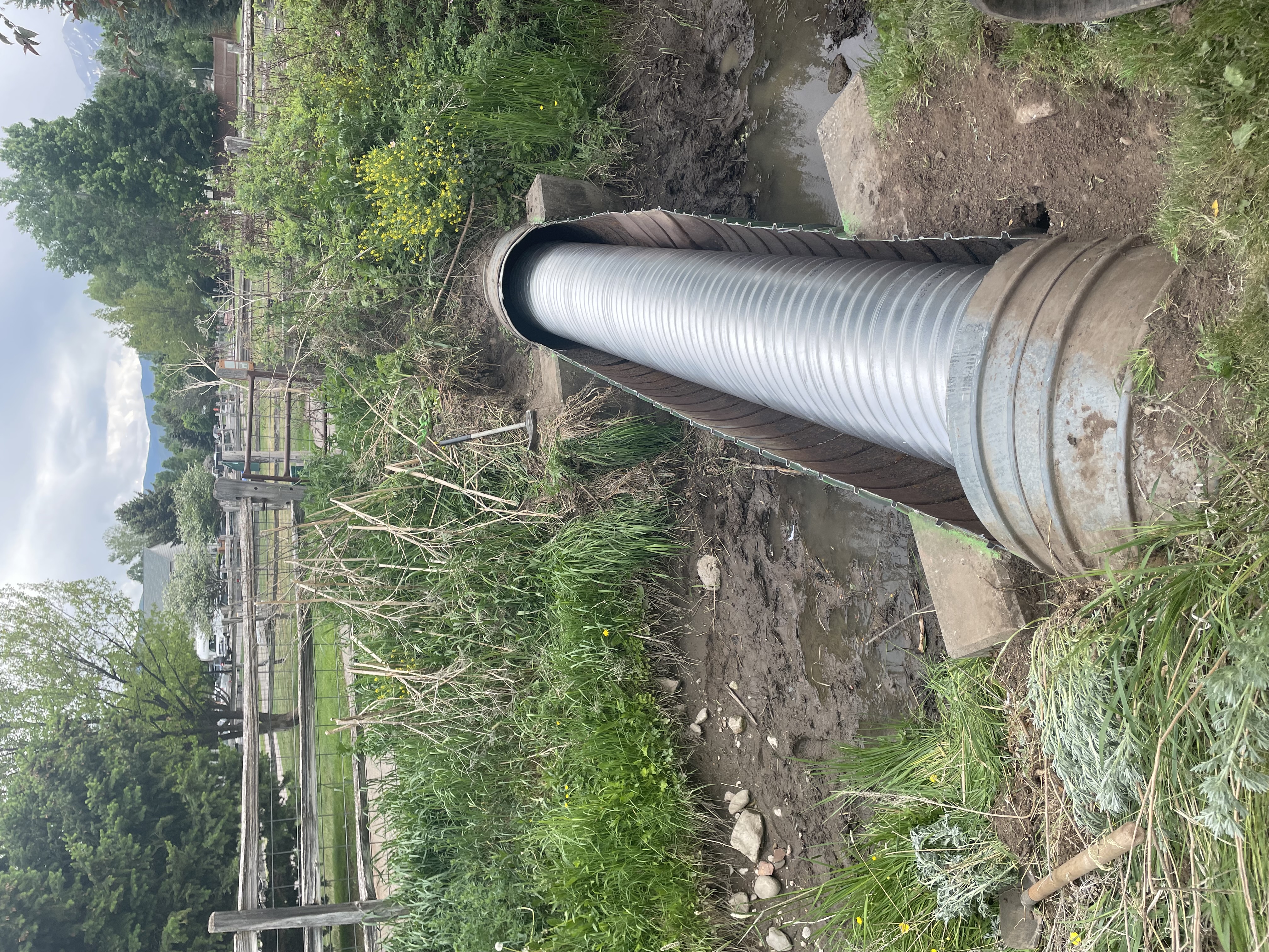Pipe inside a pipe on the ground