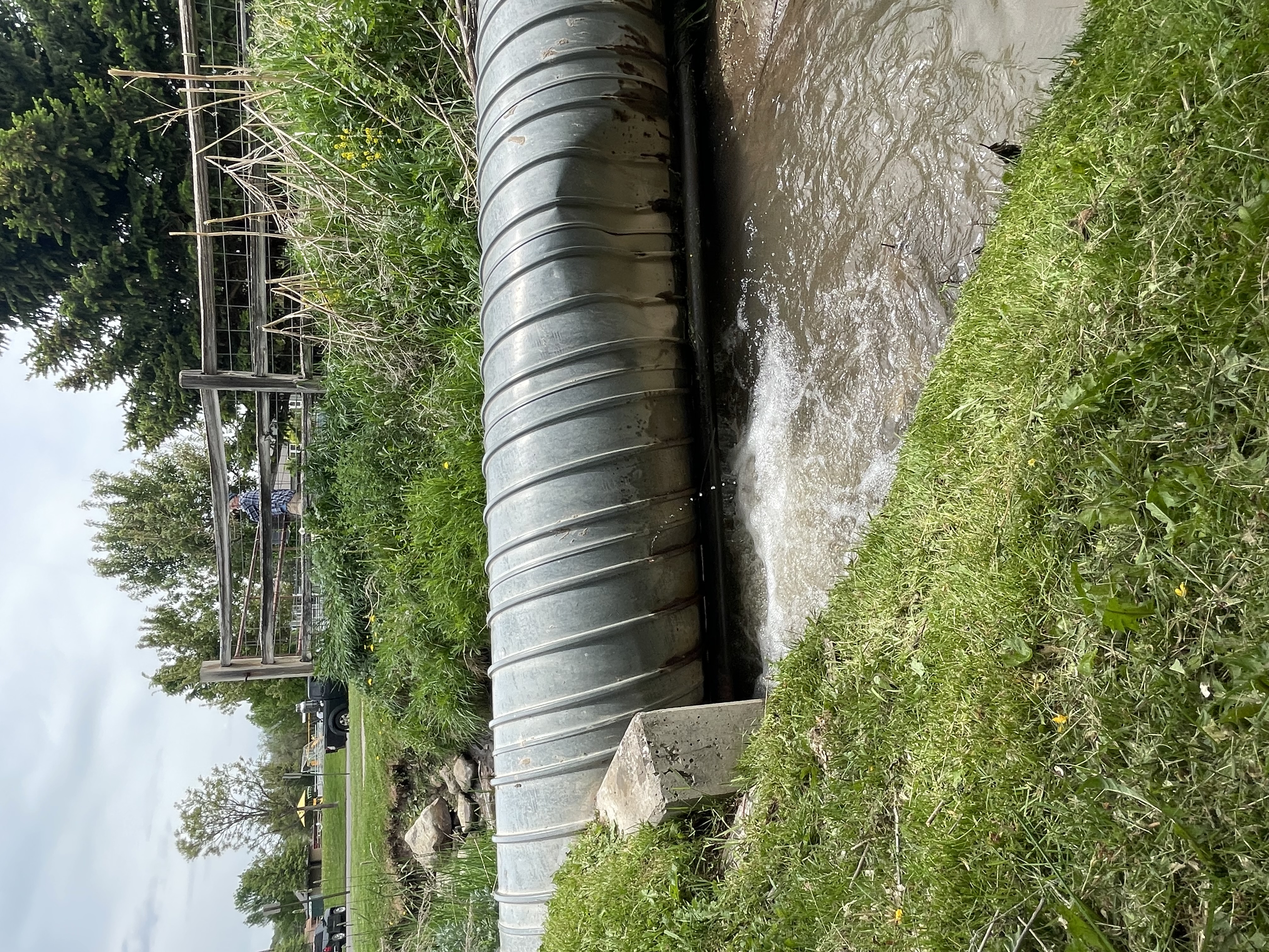 Pipe leaking water into a ditch