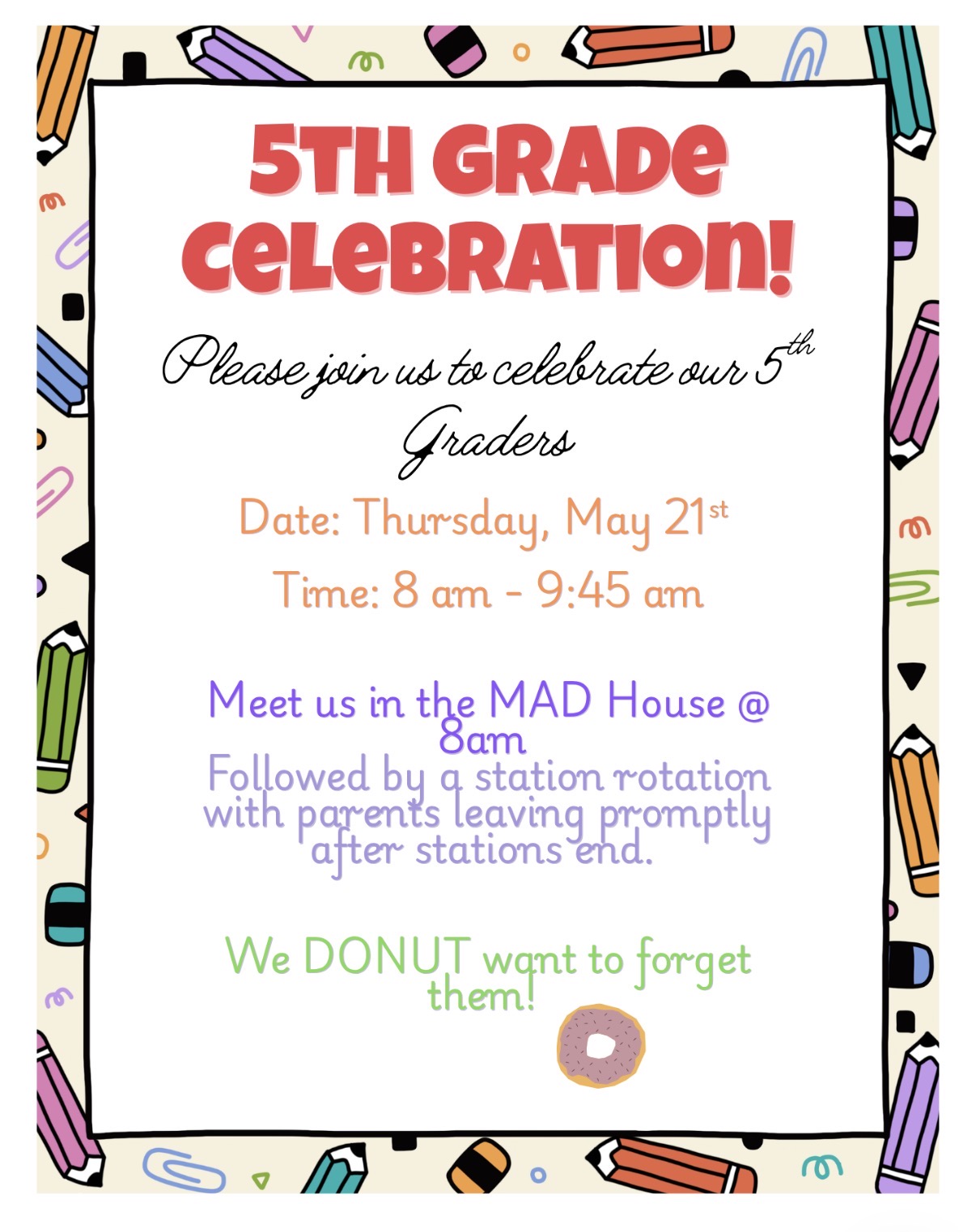 5th Grade Celebration Flyer